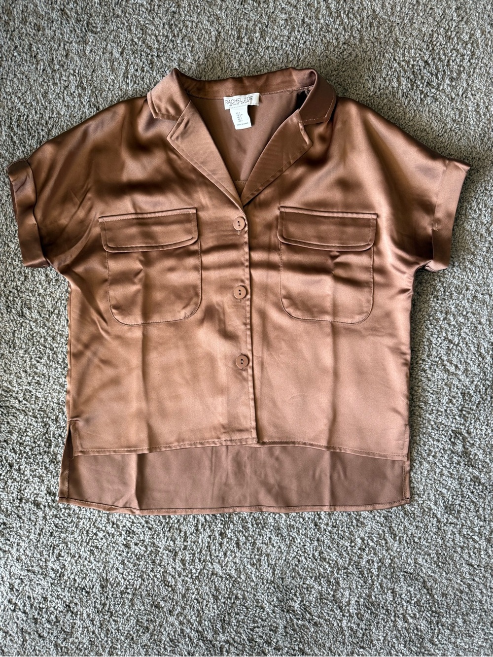 Rachel Zoe Satin Rust-Brown Blouse